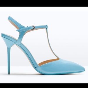 Zara Baby Blue T-Bar Heels Sz 7.5